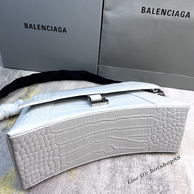 Balenciaga專櫃爆款鱷魚紋女士皮包 巴黎世家2022鏈條包Downtown S號單肩包 款號:8509 fyj1252